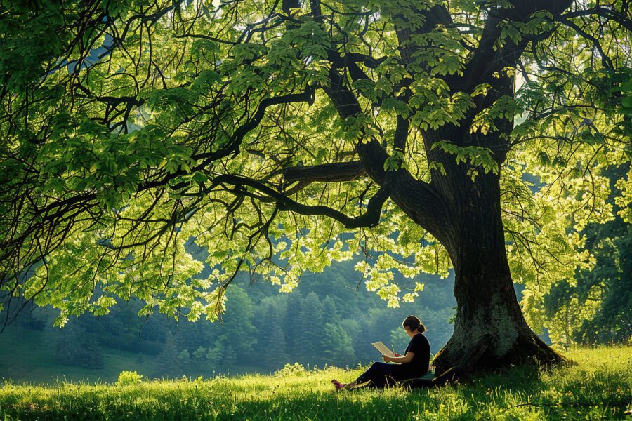Reading under a tree